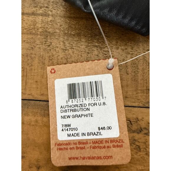 Havaianas Shoes Womens Size 7/8 Graphite Black Flip Flops Sandals Bow Brazil New - Picture 4 of 5